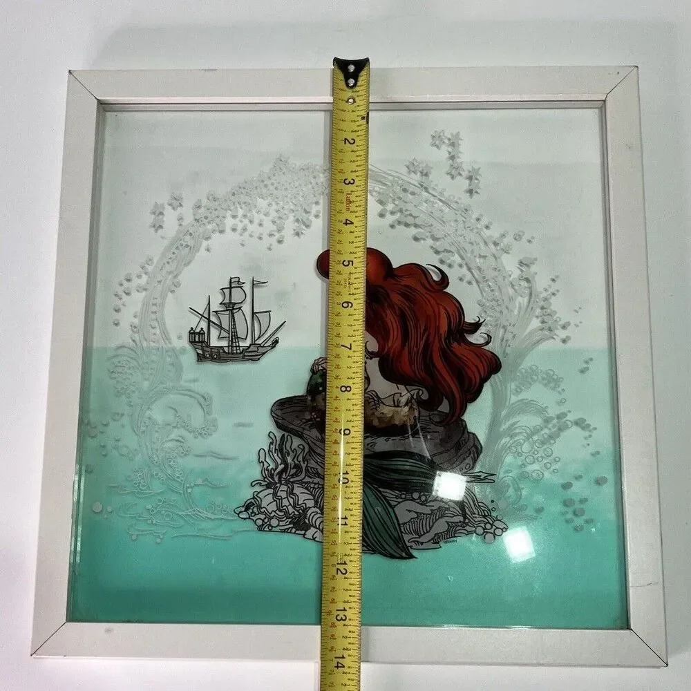 Disney The Little Mermaid Ariel Glass Wood Hanging Wall Decor 14” Square
